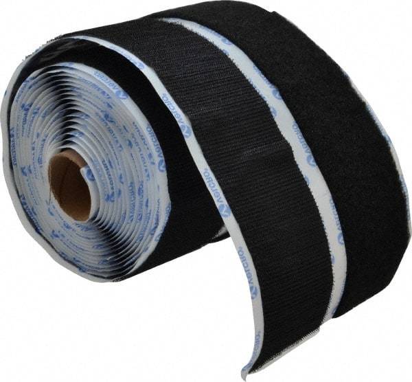 VELCRO Brand - 2" Wide x 5 Yd Long Adhesive Backed Hook & Loop Roll - Continuous Roll, Black - Benchmark Tooling