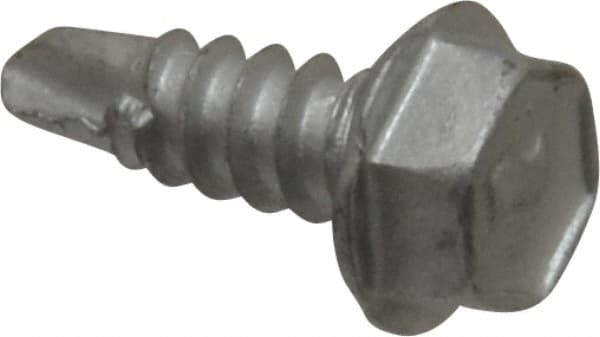 Elco - #8, Hex Washer Head, Hex Drive, 1/2" Length Under Head, #2 Point, Self Drilling Screw - Steel - Benchmark Tooling
