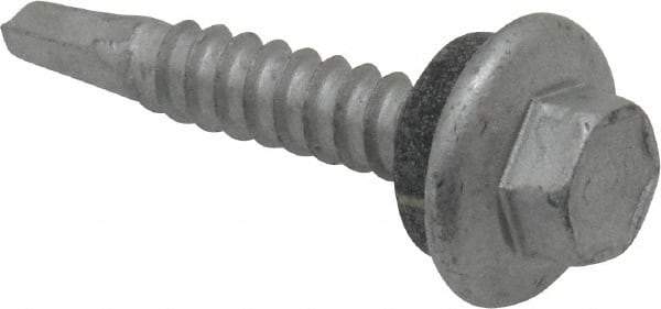Elco - #12-14, Hex Washer Head, Hex Drive, 1-1/4" Length Under Head, #2 Point, Self Drilling Screw - Steel - Benchmark Tooling