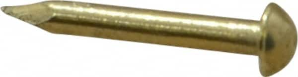 Made in USA - 16 Gauge, 1/2" OAL Escutcheon Pin Nails - Smooth Shank, Brass, Bright Finish - Benchmark Tooling