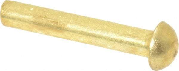 Made in USA - 1/8" Body Diam, Round Brass Solid Rivet - 3/4" Length Under Head - Benchmark Tooling