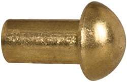 Made in USA - 3/16" Body Diam, Round Brass Solid Rivet - 3/8" Length Under Head - Benchmark Tooling