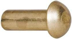 Made in USA - 3/16" Body Diam, Round Brass Solid Rivet - 1/2" Length Under Head - Benchmark Tooling