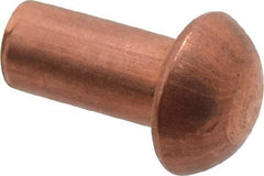 Made in USA - 1/8" Body Diam, Round Copper Solid Rivet - 1/4" Length Under Head - Benchmark Tooling