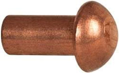 Made in USA - 3/16" Body Diam, Round Copper Solid Rivet - 3/8" Length Under Head - Benchmark Tooling