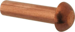 Made in USA - 3/16" Body Diam, Round Copper Solid Rivet - 3/4" Length Under Head - Benchmark Tooling