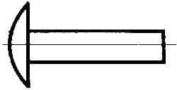 Made in USA - 1/4" Body Diam, Brazier Aluminum Solid Rivet - 5/8" Length Under Head, Grade 2117-T4, 5/8" Head Diam x 1/8" Head Height - Benchmark Tooling