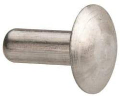 Made in USA - 3/16" Body Diam, Brazier Aluminum Solid Rivet - 1/2" Length Under Head, Grade 1100F, 0.467" Head Diam x 3/32" Head Height - Benchmark Tooling