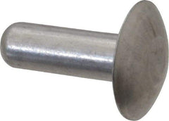 Made in USA - 1/4" Body Diam, Brazier Aluminum Solid Rivet - 3/4" Length Under Head, Grade 1100F, 5/8" Head Diam x 1/8" Head Height - Benchmark Tooling