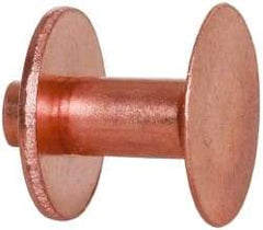 Made in USA - #8 Wire Body Diam, Flat Copper Belt Rivet with Washer - 1/2" Length Under Head, 1/2" Head Diam - Benchmark Tooling