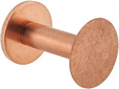 Made in USA - #8 Wire Body Diam, Flat Copper Belt Rivet with Washer - 3/4" Length Under Head, 1/2" Head Diam - Benchmark Tooling