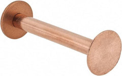Made in USA - #8 Wire Body Diam, Flat Copper Belt Rivet with Washer - 1-1/2" Length Under Head, 1/2" Head Diam - Benchmark Tooling