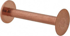 Made in USA - #9 Wire Body Diam, Flat Copper Belt Rivet with Washer - 1-1/4" Length Under Head, 15/32" Head Diam - Benchmark Tooling