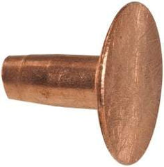 Made in USA - #10 Wire Body Diam, Flat Copper Belt Rivet with Washer - 3/8" Length Under Head, 7/16" Head Diam - Benchmark Tooling