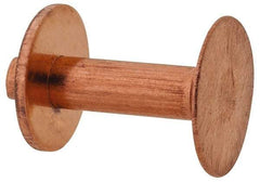 Made in USA - #10 Wire Body Diam, Flat Copper Belt Rivet with Washer - 5/8" Length Under Head, 7/16" Head Diam - Benchmark Tooling