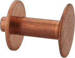 Made in USA - #12 Wire Body Diam, Flat Copper Belt Rivet with Washer - 1/2" Length Under Head, 3/8" Head Diam - Benchmark Tooling