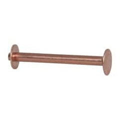 Made in USA - #12 Wire Body Diam, Flat Copper Belt Rivet with Washer - 1-1/2" Length Under Head, 3/8" Head Diam - Benchmark Tooling