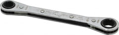 Proto - 3/8" x 7/16" 12 Point Ratcheting Box Wrench - Double End, 1-5/8" Head Diam x 1/2" Head Thickness, 5-1/2" OAL, Steel, Chrome Finish - Benchmark Tooling
