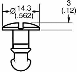 Quarter Turn Studs; Head Type: Oval; Drive Type: Slotted; Material: Steel; Stud Length (Decimal Inch): 0.2050; Stud Length (mm): 5.21; Stud Series Size/Number: Large (No. 85); Minimum Material Thickness (Decimal Inch): 0.0900; Minimum Material Thickness (