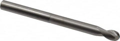SGS - 1/2" Diam, 5/8" LOC, 2 Flute Solid Carbide Ball End Mill - Uncoated, Single End, 6" OAL, 1/2" Shank Diam, Spiral Flute - Benchmark Tooling