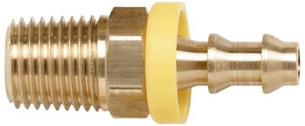 Coilhose Pneumatics - 1/2" ID 1/2 NPT Barbed Push On Male Connector - Brass - Benchmark Tooling