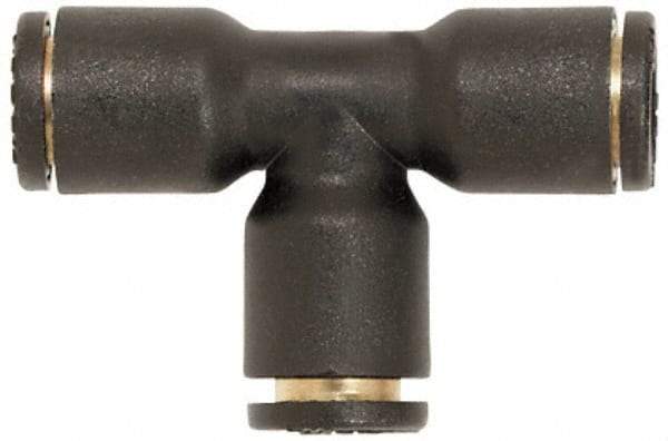 Coilhose Pneumatics - 5/32" OD, Glass Reinforced Nylon Push-to-Connect Union Tee - 225 Max psi, Black - Benchmark Tooling