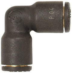 Coilhose Pneumatics - 1/2" OD, Glass Reinforced Nylon Push-to-Connect Union Elbow - 225 Max psi, Black - Benchmark Tooling
