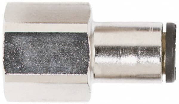 Coilhose Pneumatics - 1/4" OD, 1/4 NPT, Glass Reinforced Nylon/Nickel Plated Brass Push-to-Connect Female Connector - 225 Max psi - Benchmark Tooling