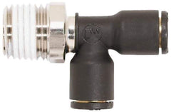 Coilhose Pneumatics - 5/32" OD, 1/8 NPT, Glass Reinforced Nylon/Nickel Plated Brass Push-to-Connect Male Swivel Run Tee - 225 Max psi - Benchmark Tooling