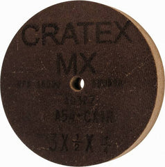 Cratex - 3" Diam x 1/4" Hole x 1/2" Thick, 54 Grit Surface Grinding Wheel - Aluminum Oxide, Type 1, Coarse Grade, 18,080 Max RPM, No Recess - Benchmark Tooling