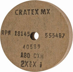 Cratex - 2" Diam x 1/4" Hole x 3/8" Thick, 80 Grit Surface Grinding Wheel - Aluminum Oxide, Type 1, Medium Grade, 18,145 Max RPM, No Recess - Benchmark Tooling