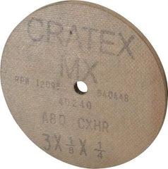 Cratex - 3" Diam x 1/4" Hole x 1/8" Thick, 80 Grit Surface Grinding Wheel - Aluminum Oxide, Type 1, Medium Grade, 12,095 Max RPM, No Recess - Benchmark Tooling