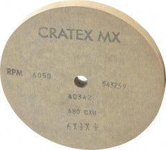 Cratex - 6" Diam x 1/2" Hole x 1/2" Thick, 80 Grit Surface Grinding Wheel - Aluminum Oxide, Type 1, Medium Grade, 6,050 Max RPM, No Recess - Benchmark Tooling