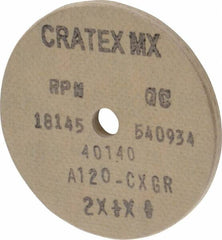 Cratex - 2" Diam x 1/4" Hole x 1/8" Thick, 120 Grit Surface Grinding Wheel - Aluminum Oxide, Type 1, Fine Grade, 18,145 Max RPM, No Recess - Benchmark Tooling