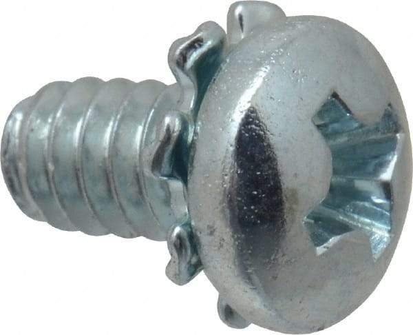 Value Collection - #6-32 UNC, 1/4" Length Under Head Phillips Drive Machine Screw - Pan Head, Grade J82 Steel, Zinc-Plated Finish, External Tooth - Benchmark Tooling