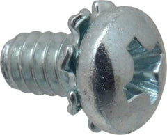 Value Collection - #6-32 UNC, 1/4" Length Under Head Phillips Drive Machine Screw - Pan Head, Grade J82 Steel, Zinc-Plated Finish, External Tooth - Benchmark Tooling