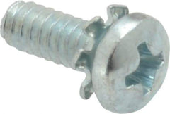 Value Collection - #6-32 UNC, 3/8" Length Under Head Phillips Drive Machine Screw - Pan Head, Grade J82 Steel, Zinc-Plated Finish, External Tooth - Benchmark Tooling