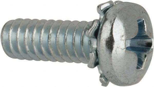 Value Collection - #6-32 UNC, 7/16" Length Under Head Phillips Drive Machine Screw - Pan Head, Grade J82 Steel, Zinc-Plated Finish, External Tooth - Benchmark Tooling
