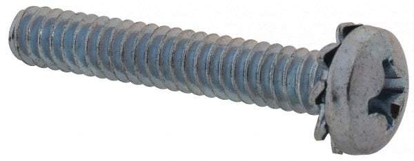 Value Collection - #6-32 UNC, 7/8" Length Under Head Phillips Drive Machine Screw - Pan Head, Grade J82 Steel, Zinc-Plated Finish, External Tooth - Benchmark Tooling