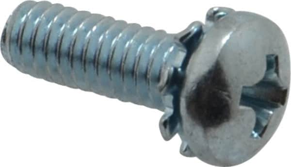 Value Collection - #8-32 UNC, 1/2" Length Under Head Phillips Drive Machine Screw - Pan Head, Grade J82 Steel, Zinc-Plated Finish, External Tooth - Benchmark Tooling