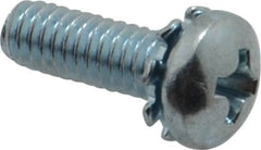 Value Collection - #8-32 UNC, 1/2" Length Under Head Phillips Drive Machine Screw - Pan Head, Grade J82 Steel, Zinc-Plated Finish, External Tooth - Benchmark Tooling