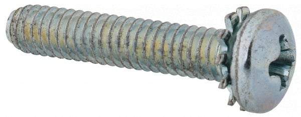 Value Collection - #8-32 UNC, 7/8" Length Under Head Phillips Drive Machine Screw - Pan Head, Grade J82 Steel, Zinc-Plated Finish, External Tooth - Benchmark Tooling
