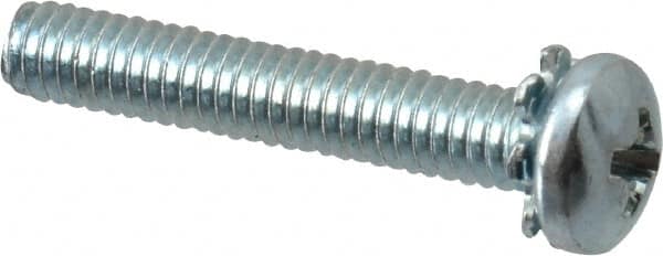 Value Collection - #8-32 UNC, 1" Length Under Head Phillips Drive Machine Screw - Pan Head, Grade J82 Steel, Zinc-Plated Finish, External Tooth - Benchmark Tooling
