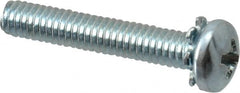 Value Collection - #8-32 UNC, 1" Length Under Head Phillips Drive Machine Screw - Pan Head, Grade J82 Steel, Zinc-Plated Finish, External Tooth - Benchmark Tooling