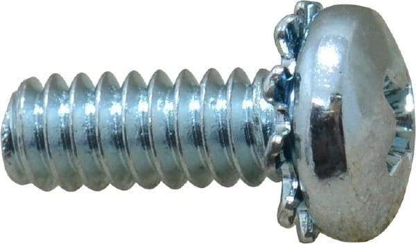 Value Collection - #10-24 UNC, 1/2" Length Under Head Phillips Drive Machine Screw - Pan Head, Grade J82 Steel, Zinc-Plated Finish, External Tooth - Benchmark Tooling