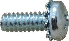 Value Collection - #10-24 UNC, 1/2" Length Under Head Phillips Drive Machine Screw - Pan Head, Grade J82 Steel, Zinc-Plated Finish, External Tooth - Benchmark Tooling
