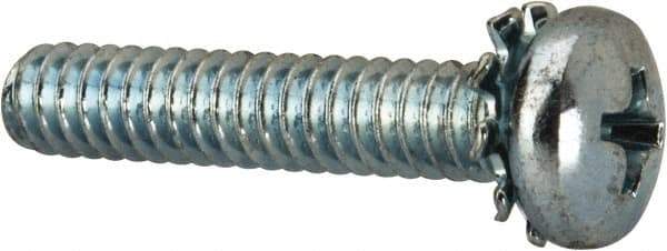 Value Collection - #10-24 UNC, 1" Length Under Head Phillips Drive Machine Screw - Pan Head, Grade J82 Steel, Zinc-Plated Finish, External Tooth - Benchmark Tooling