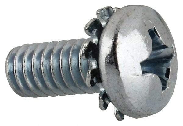 Value Collection - 1/4-20 UNC, 5/8" Length Under Head Phillips Drive Machine Screw - Pan Head, Grade J82 Steel, Zinc-Plated Finish, External Tooth - Benchmark Tooling