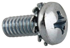 Value Collection - 1/4-20 UNC, 5/8" Length Under Head Phillips Drive Machine Screw - Pan Head, Grade J82 Steel, Zinc-Plated Finish, External Tooth - Benchmark Tooling