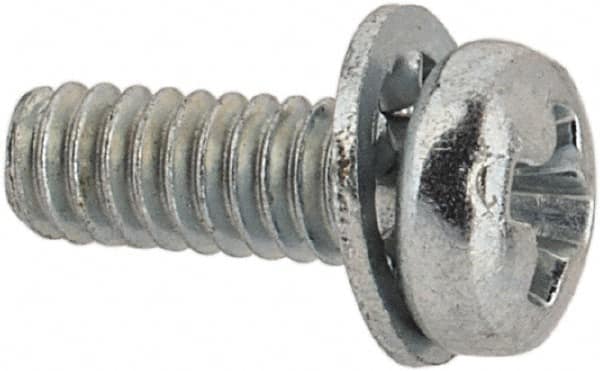 Value Collection - #2-56 UNC, 1/4" Length Under Head Phillips Drive Machine Screw - Pan Head, Grade J82 Steel, Zinc-Plated Finish, Internal Tooth - Benchmark Tooling